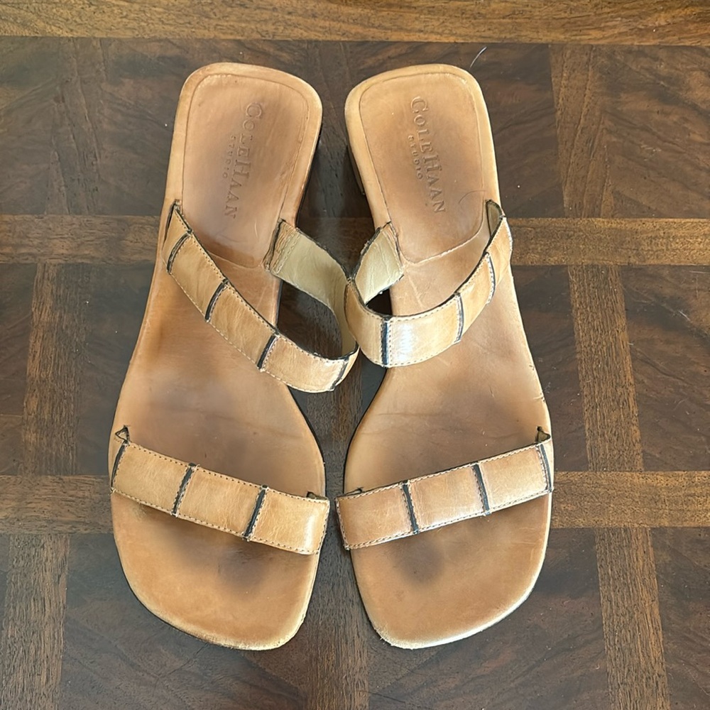 Cole Haan Two Strap Sandal Tan 8 Medium